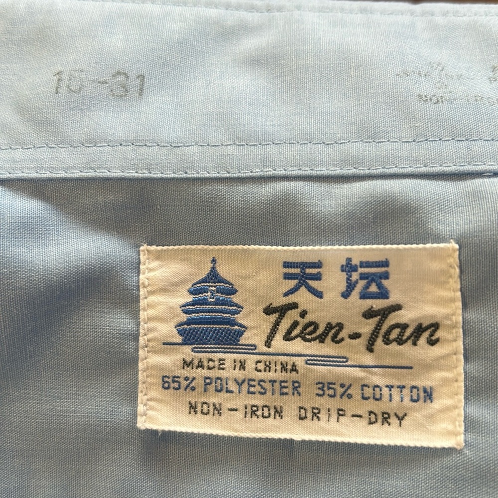 Vintage Light Blue Embroidered Dagger Collar Shirt M - Picture 6 of 7